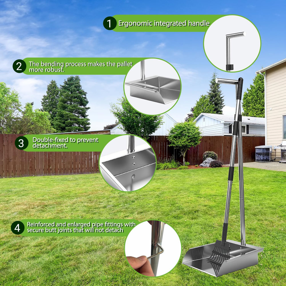 XDMURYM pooper scooper all-surface cleanup on grass, gravel, and concrete.