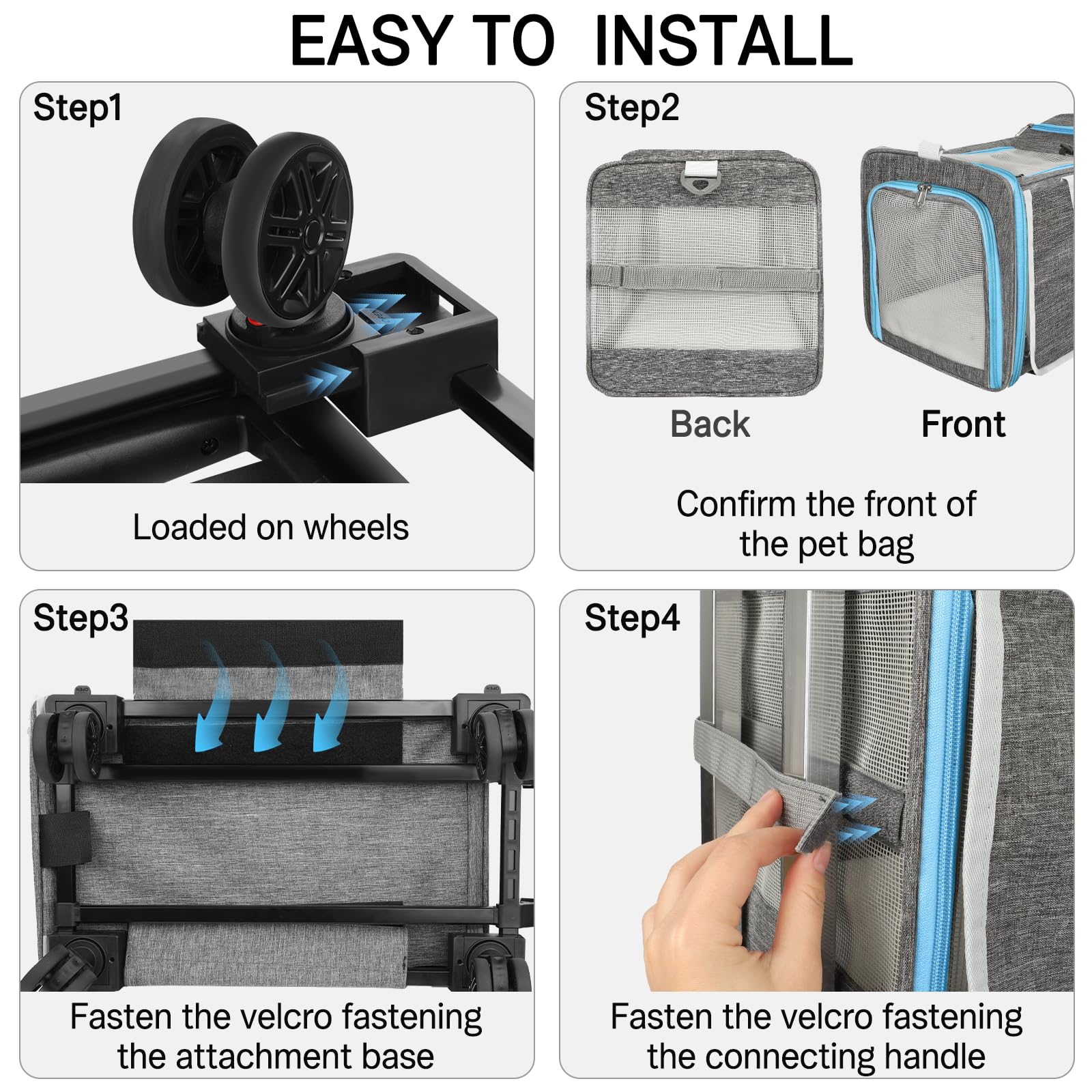Xeoca pet carrier detachable-chassis allows quick switch to handheld mode.