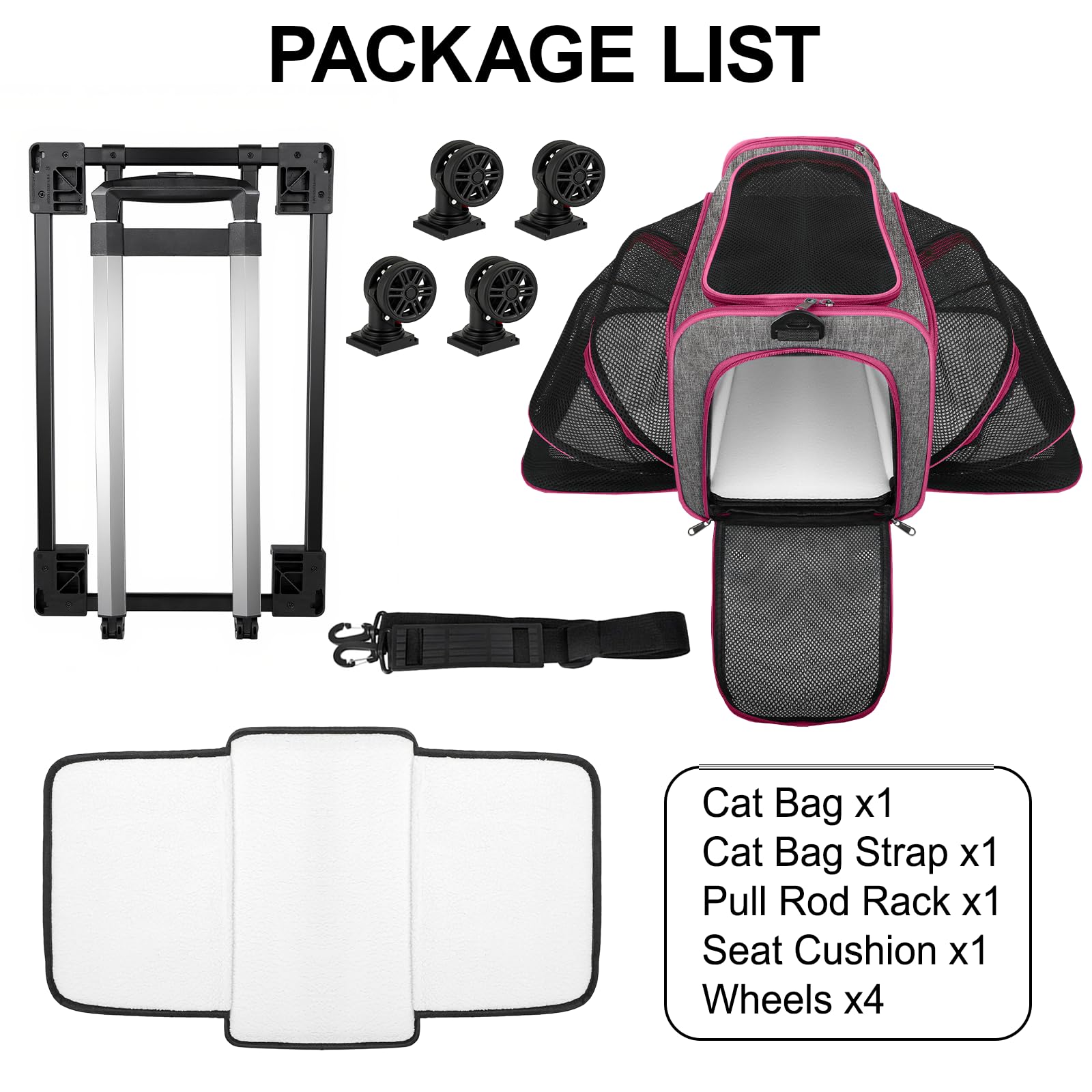Xeoca pet carrier with telescopic handle and shoulder strap