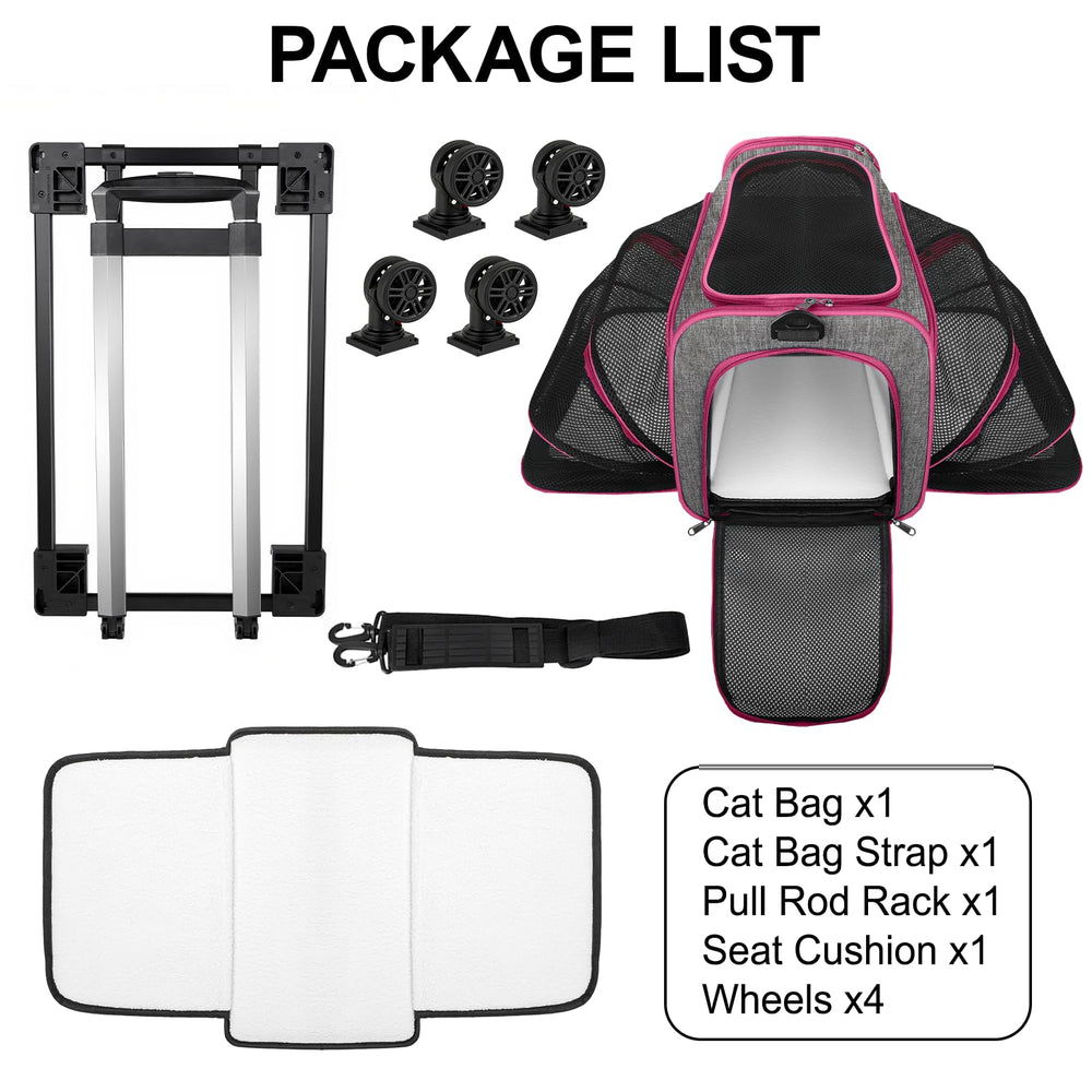 Xeoca pet carrier with telescopic handle and shoulder strap