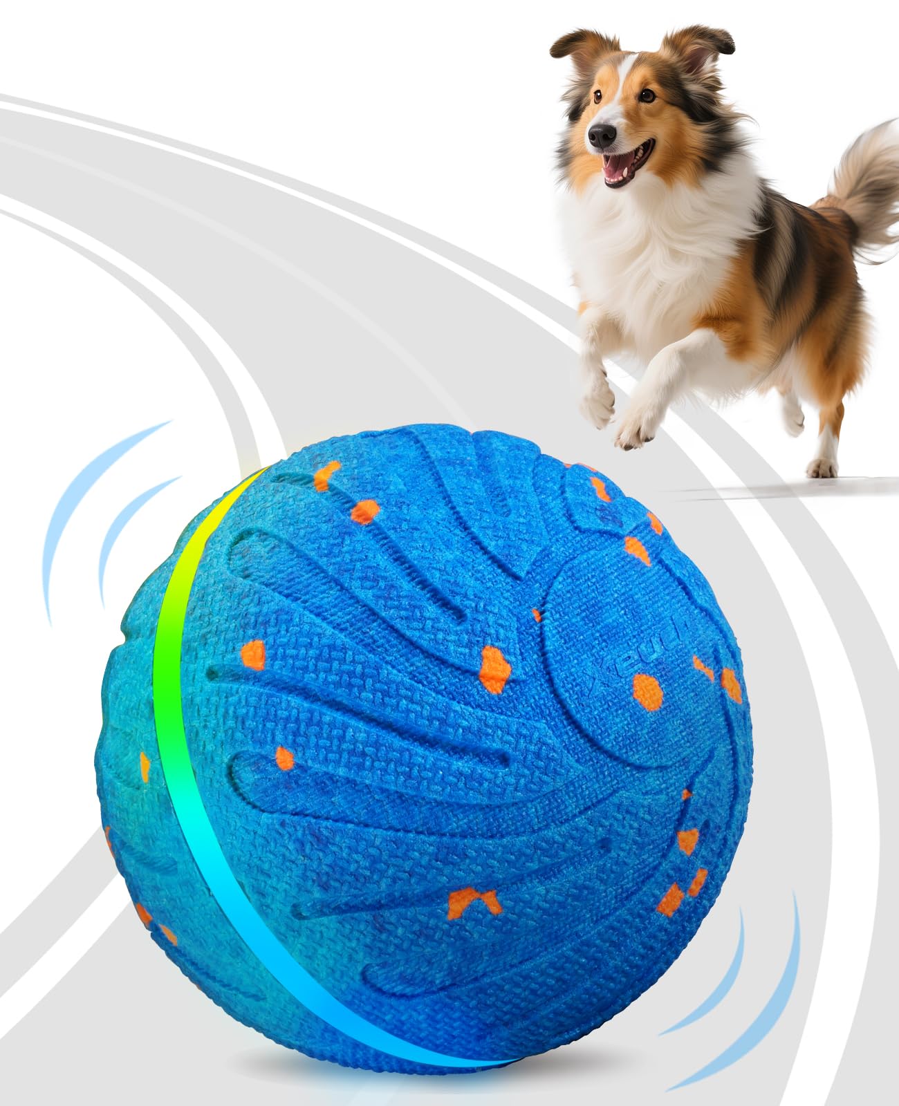 Xeuch smart interactive dog ball side view, ideal for independent play and enrichment.