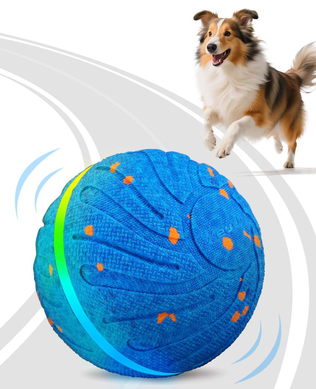 Xeuch smart interactive dog ball side view, ideal for independent play and enrichment.