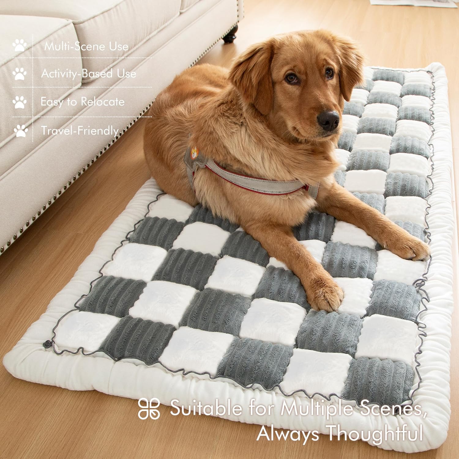 XFEXM Dog Bed Mat is machine washable for quick cleanup after messy trips.