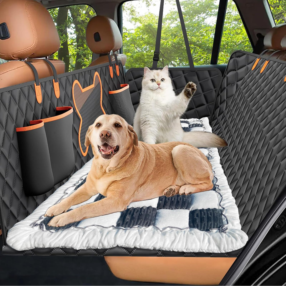 XFEXM Dog Bed Mat with non-slip bottom stabilizes on car seats during rides.