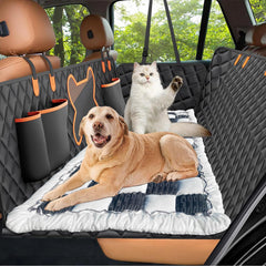 XFEXM Dog Bed Mat with non-slip bottom stabilizes on car seats during rides.