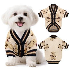 XGDMEIL bear-pattern dog sweater front view; cozy warmth for chilly walks