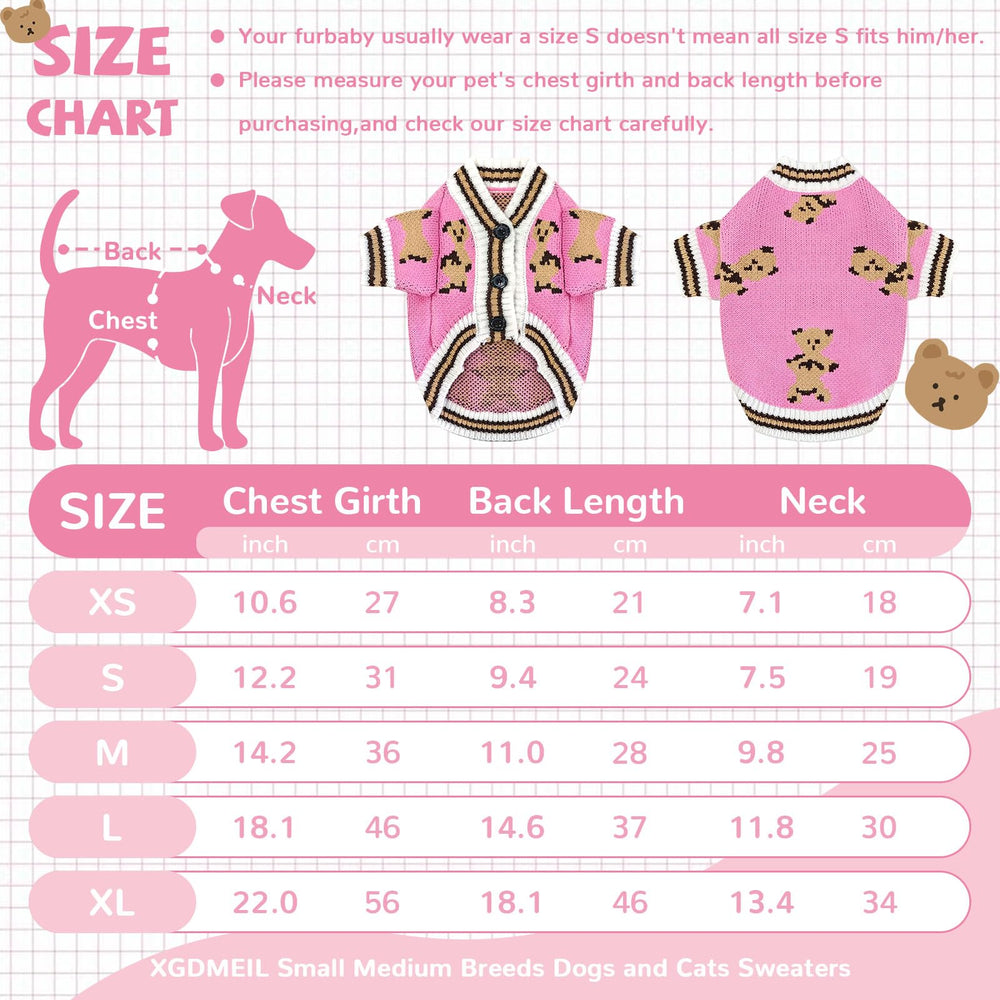 XGDMEIL five-size range XS-XL for small to medium breeds, inclusive fit