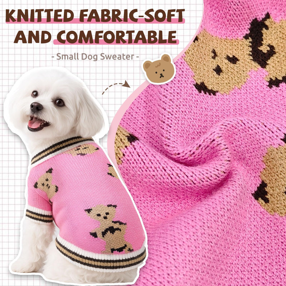 XGDMEIL pink-knit dog sweater close-up showing soft texture and charm