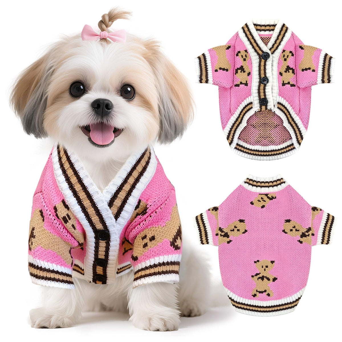 XGDMEIL small dog sweater with cute bear pattern on a dog for cozy everyday walks
