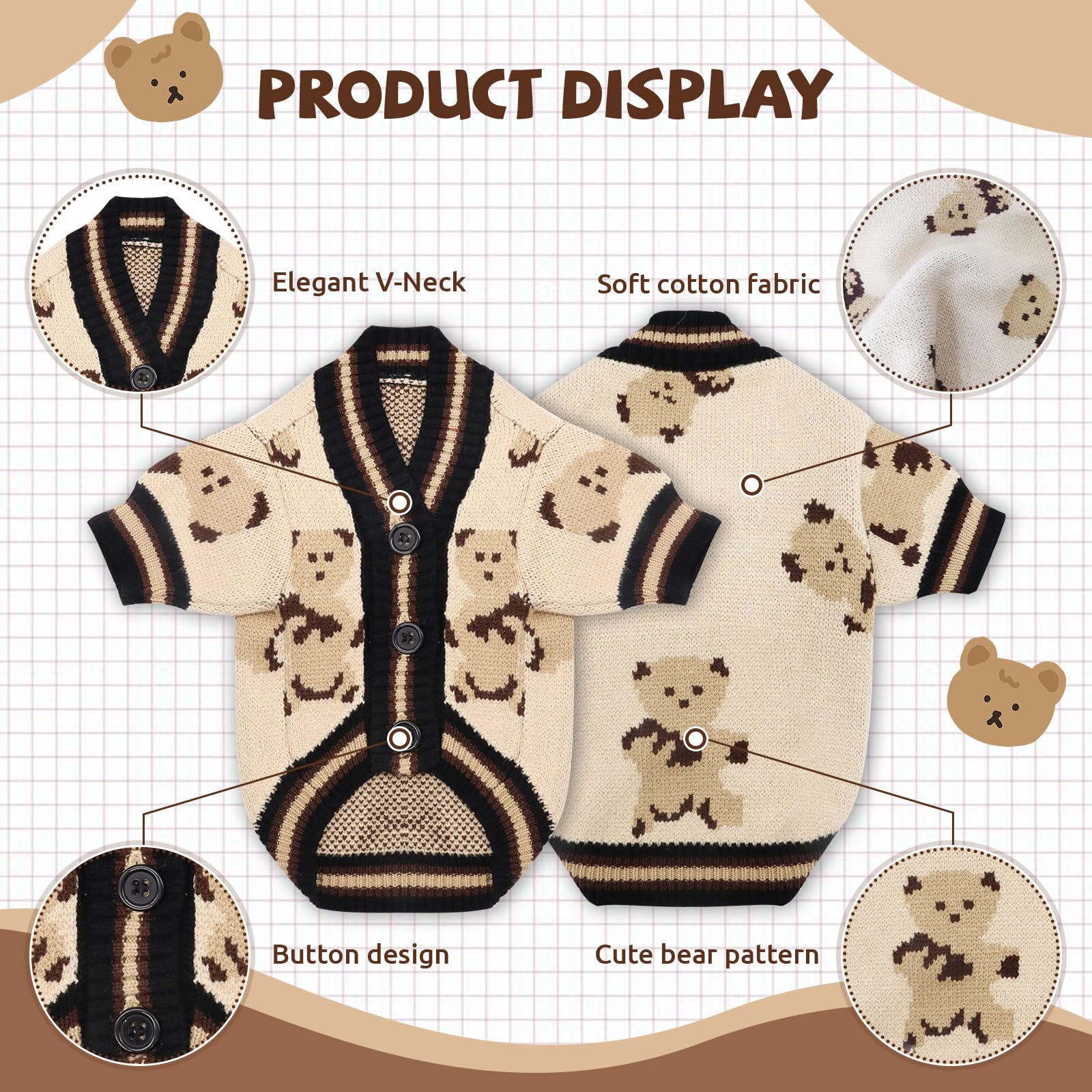 XGDMEIL small-dog-wearing-sweater-park-beige-xl; perfect for park strolls
