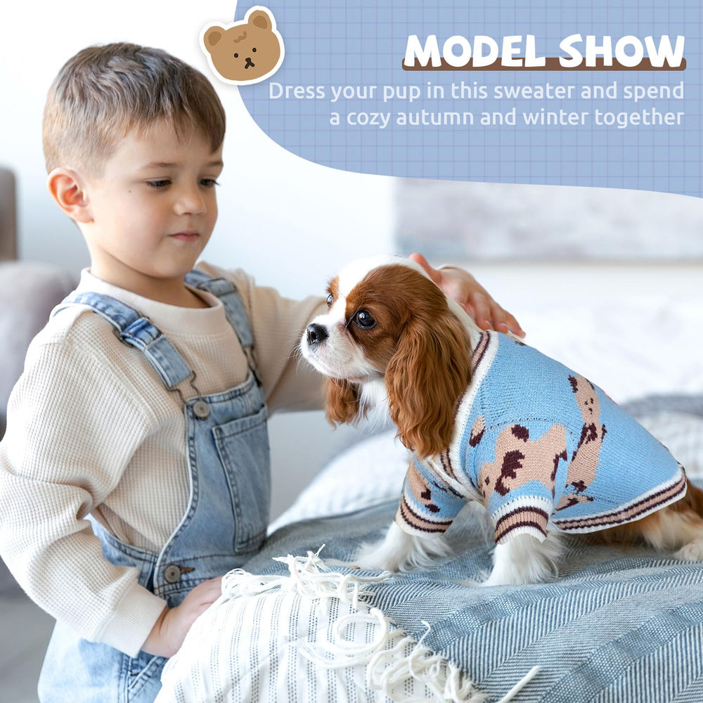 XGDMEIL soft-knit dog clothes in blue, gentle on skin (small back view)