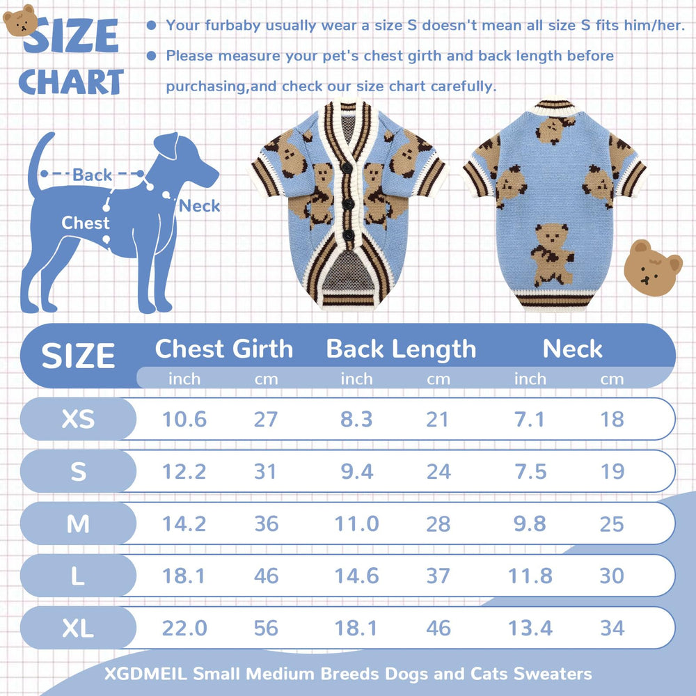 XGDMEIL warm knitwear for dogs in blue, versatile for cold days
