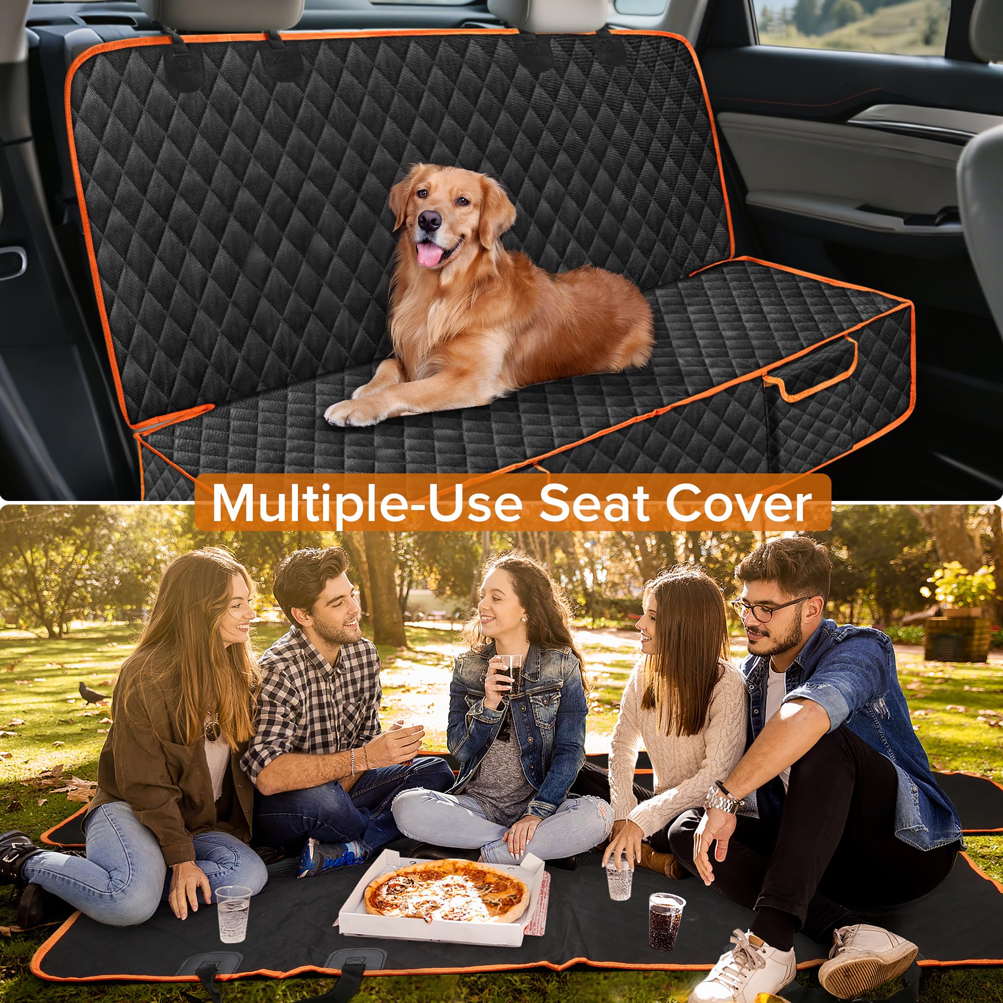 XHRING dog car seat cover includes Velcro belt openings for safe seatbelt access.