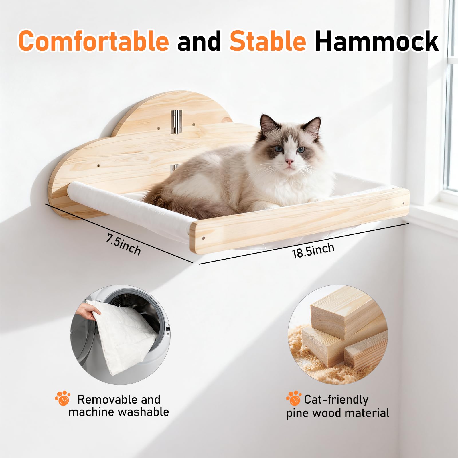 XiaZ cat-wall-hammock-ladder provides secure, non-slip climbing access for curious cats.