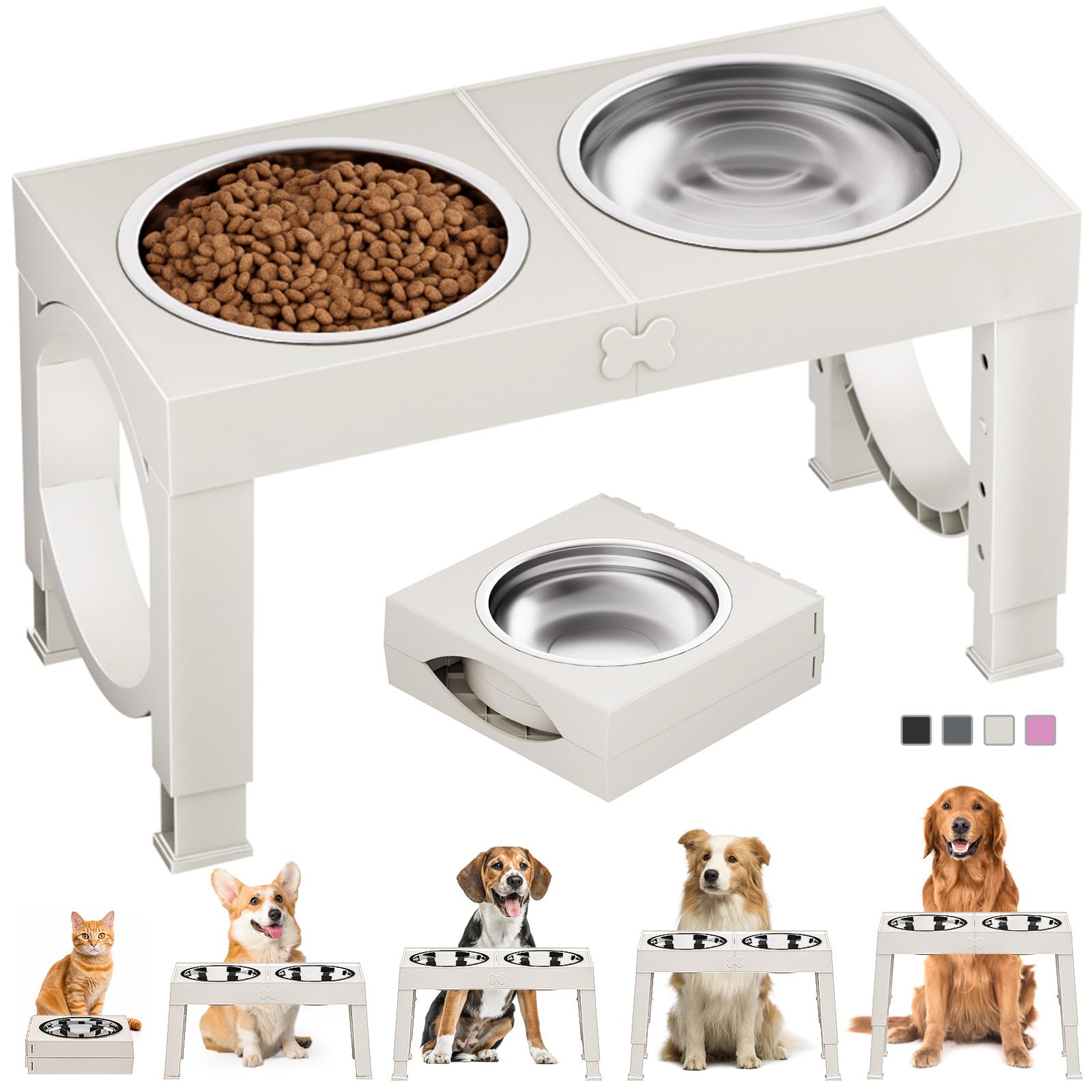 XiaZ comedero elevado para perros de 1 litro con soporte estable
