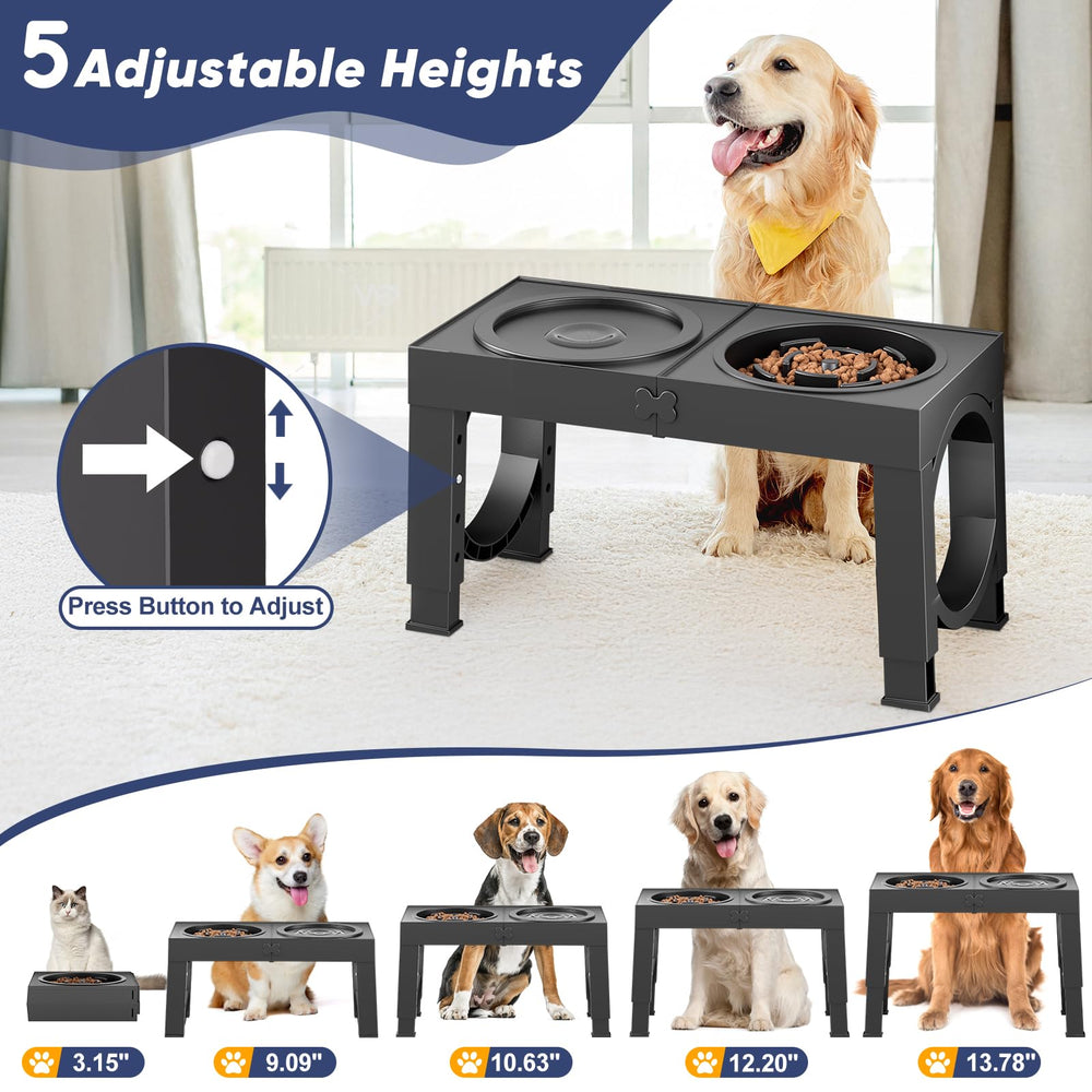 XIAZ dog bowl stand with adjustable heights supports comfortable feeding postures.