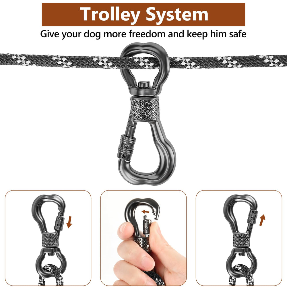 XiaZ dog cable with reflective kernmantle rope enhances night visibility and safety.
