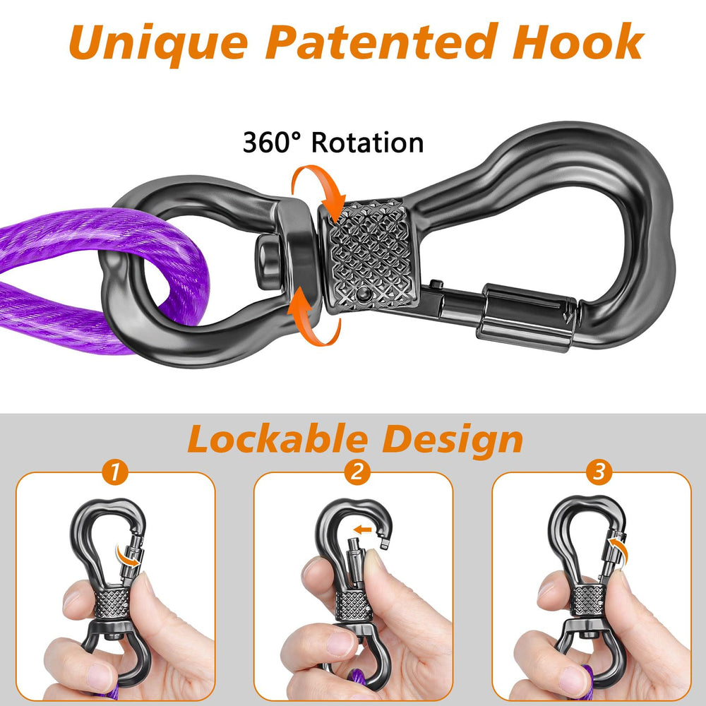 XiaZ dog tie out cable dual-fixed clasp prevents escape during yard exploration.