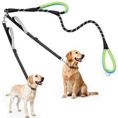 XiaZ double dog leash with 360° swivel for tangle-free two-dog walks.