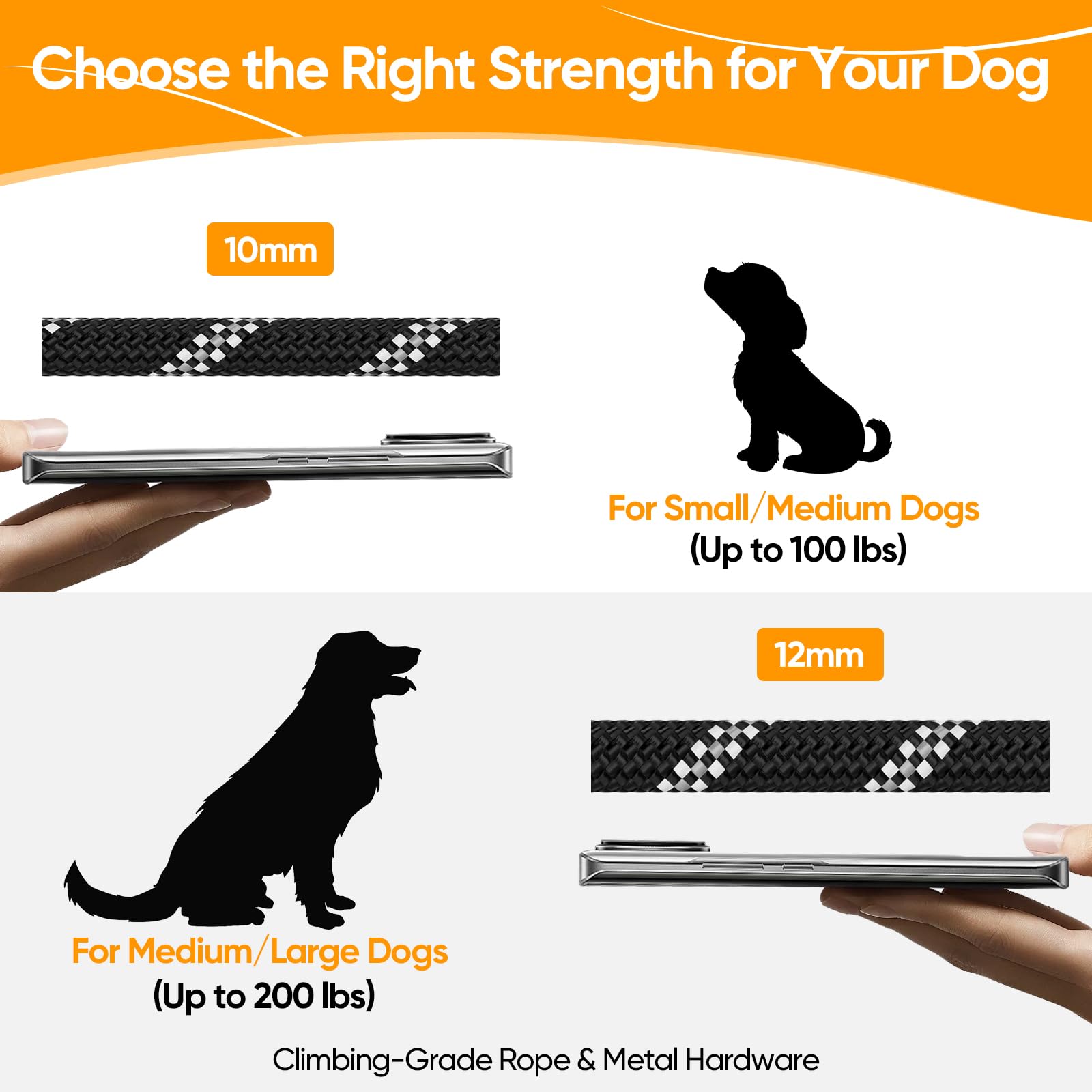 XiaZ leash supports up to 500 lbs for large dogs.