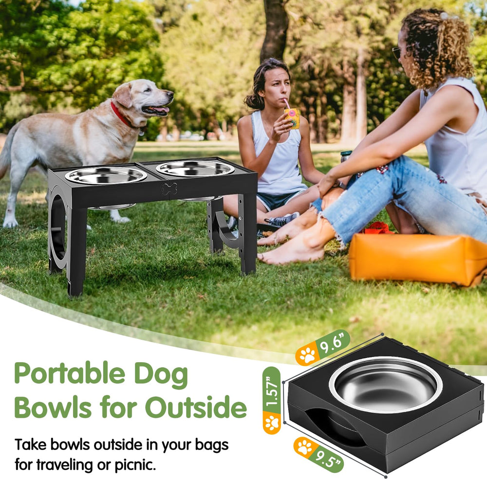 XiaZ elevated dog bowls large breed stand with foldable legs for travel