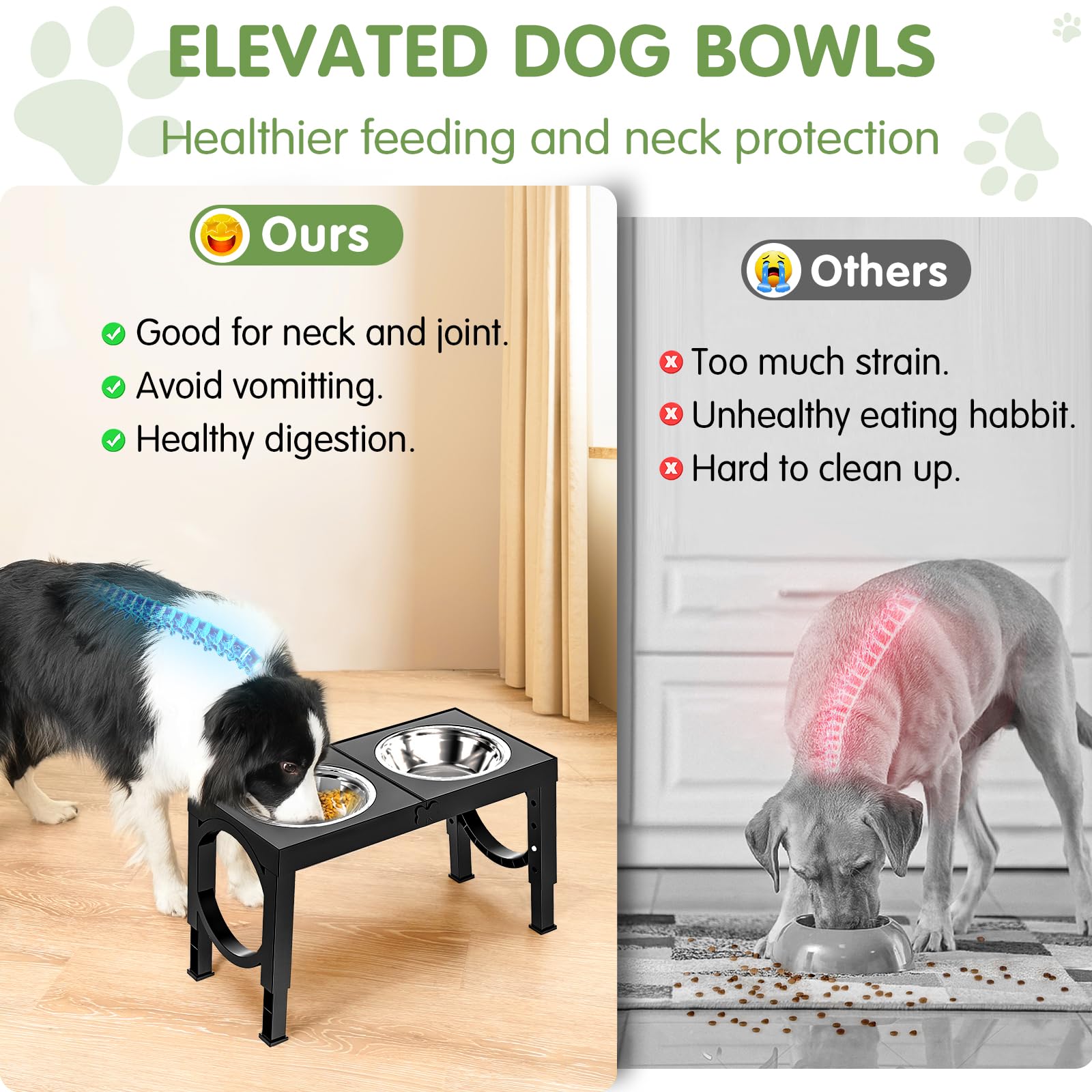 XiaZ elevated dog bowls large breed stand height settings for comfortable dining