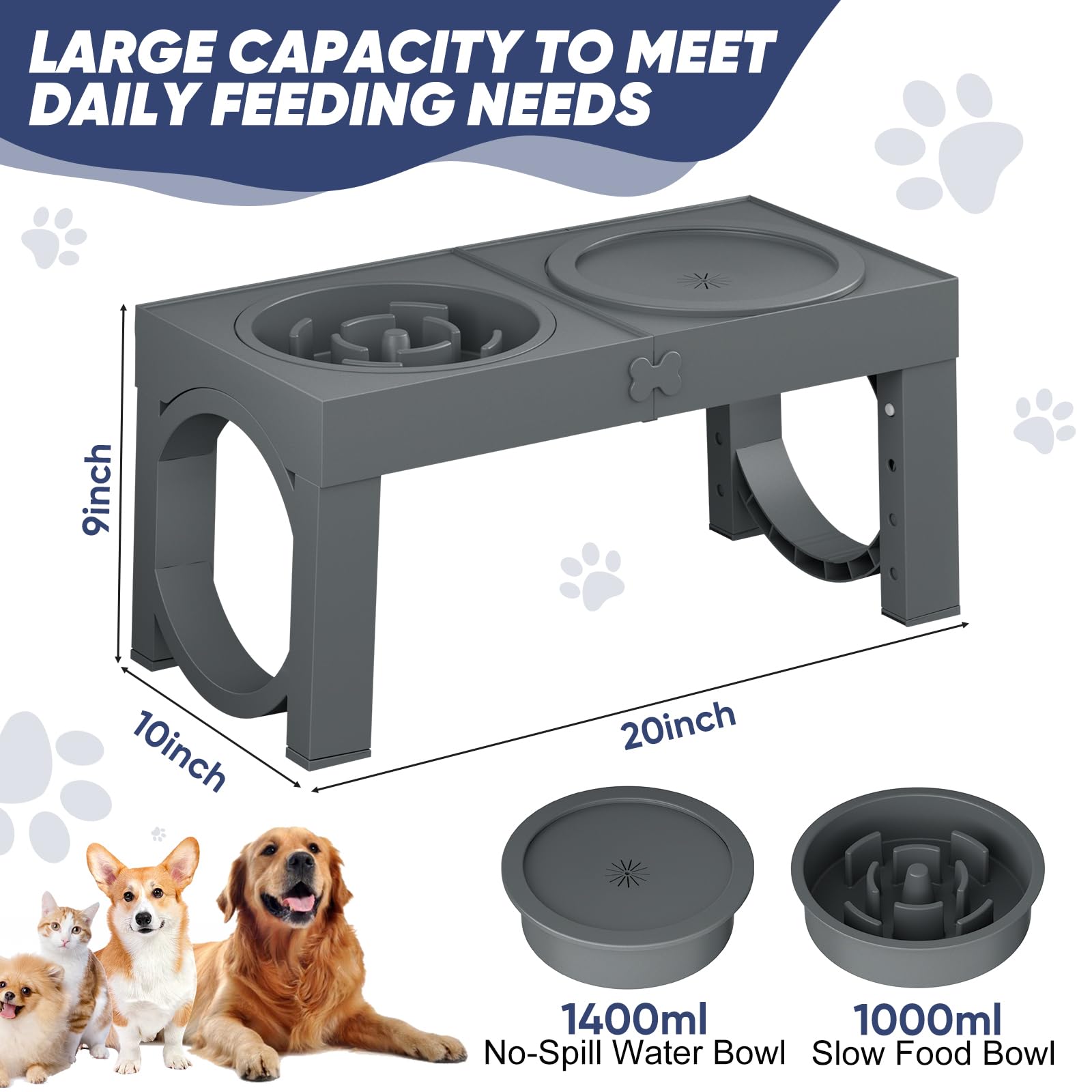 XIAZ raised bowls support joint comfort during feeding.