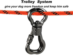 XiaZ overhead trolley system safely handles dogs up to 200lbs during camping.