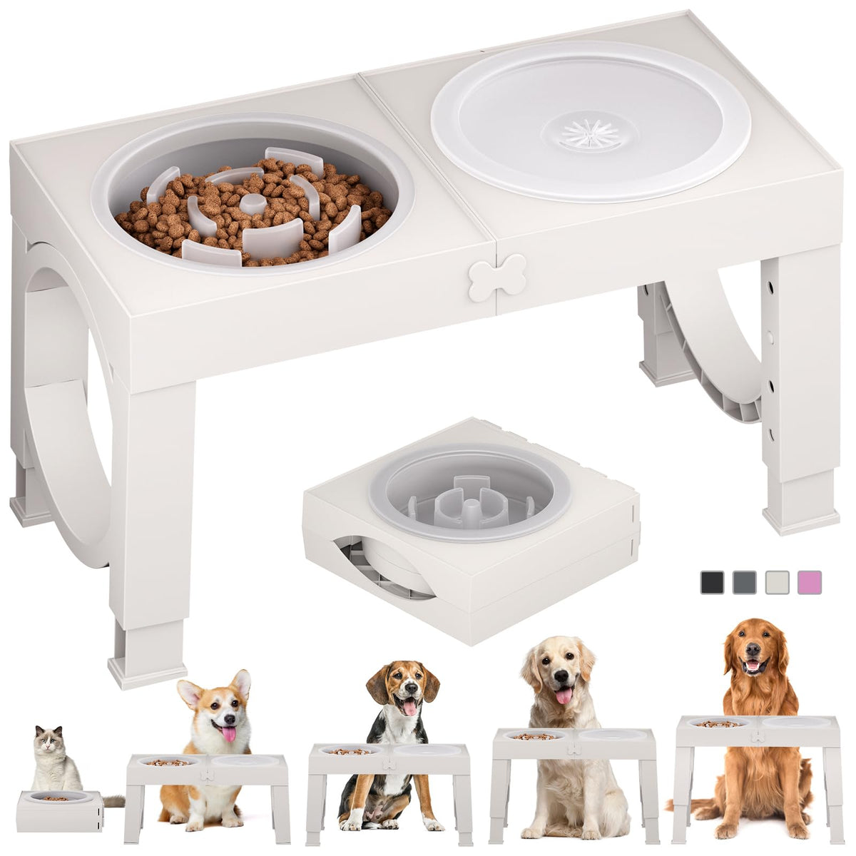 XiaZ slow feeder bowl stand elevated design for comfortable, calm meals.
