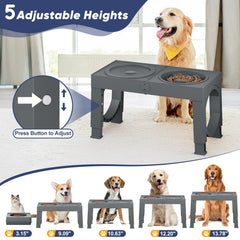 XIAZ Slow Feeder Stand with four heights supports comfortable eating for growing dogs.