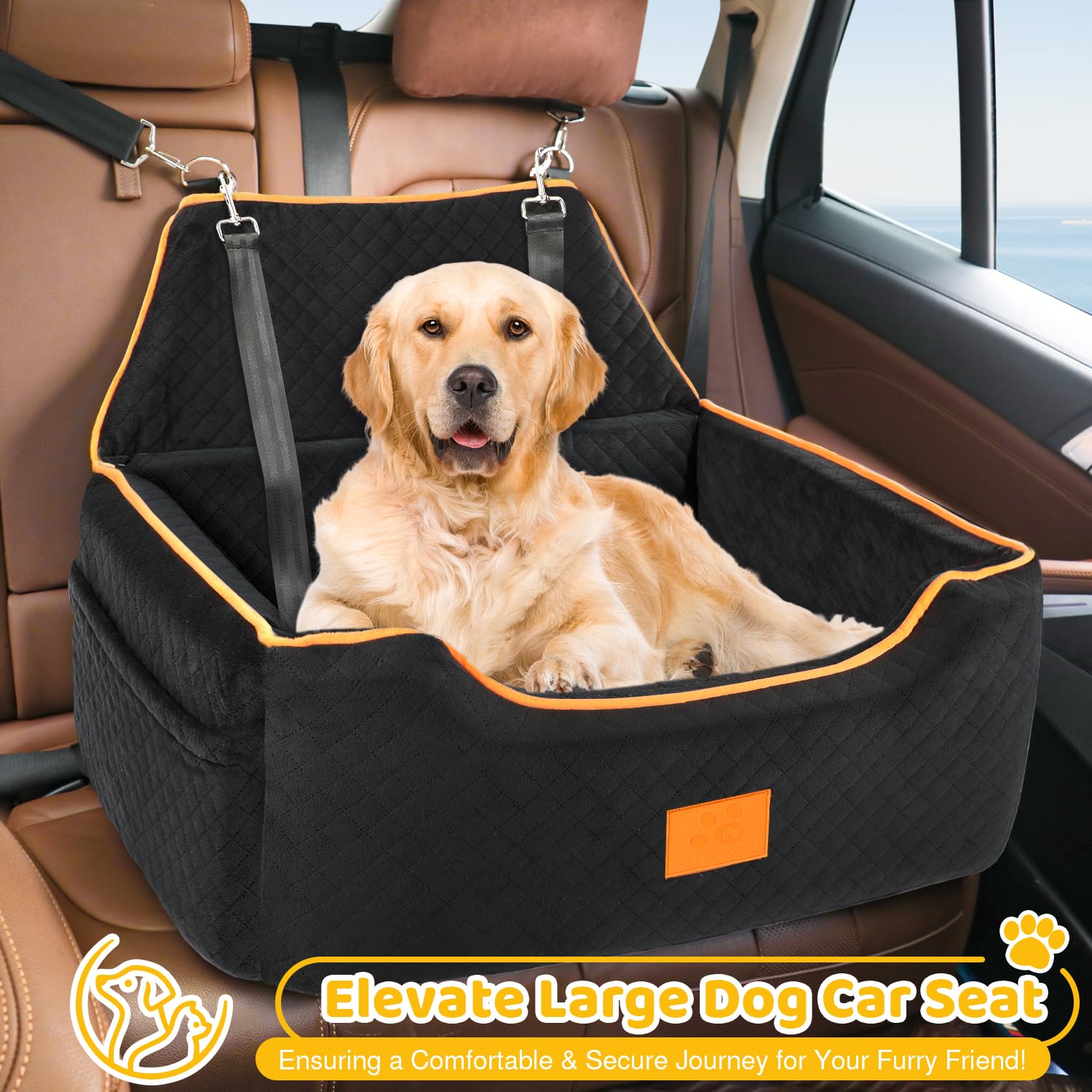 XIEEAOZEE dog car seat backseat installed securely in car for safe travel
