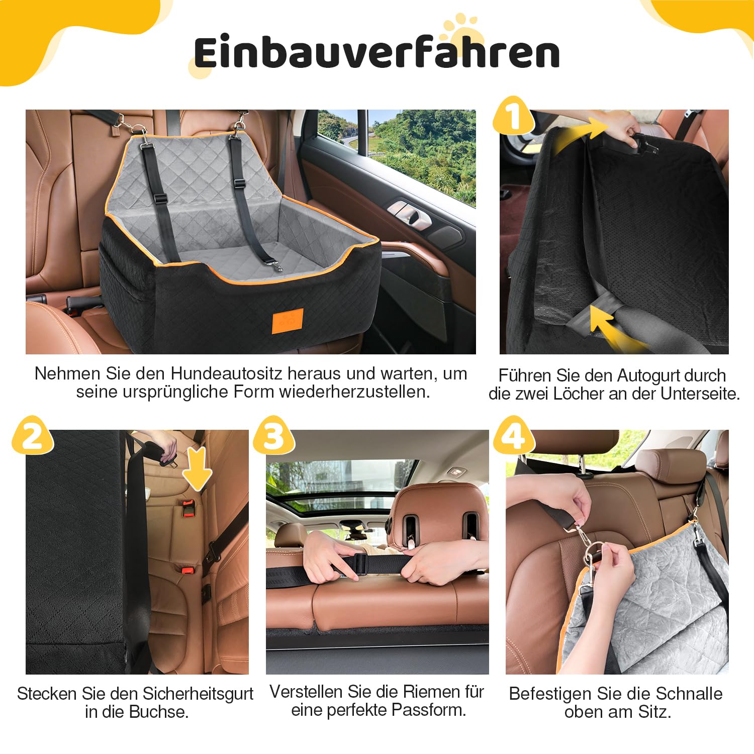 XIEEAOZEE dog car seat non-slip base supports safety