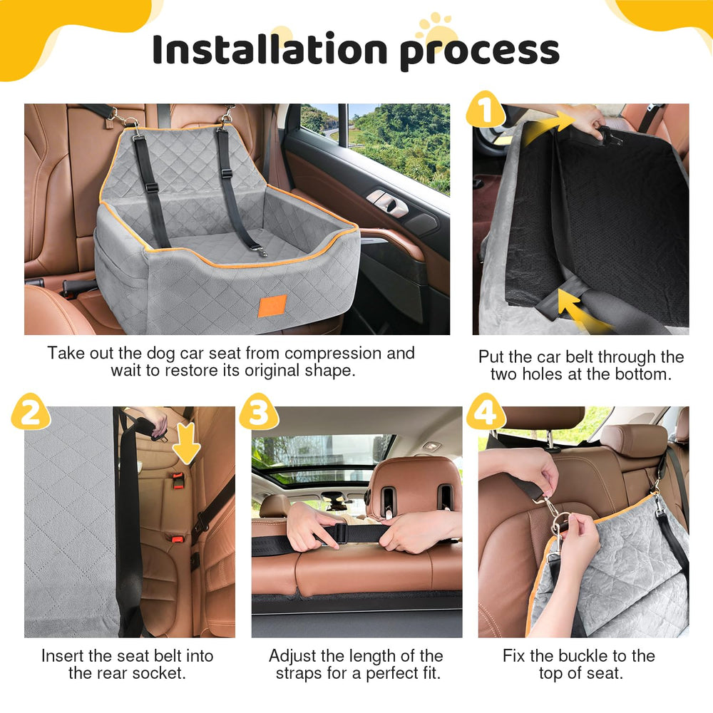 XIEEAOZEE dog car seat two-dogs gray accommodates two small dogs safely.
