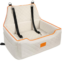 XIEEAOZEE dog seat beige front view improves pet visibility and comfort.