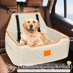 XIEEAOZEE dog seat beige in-car setup fits most cars for safe travel.