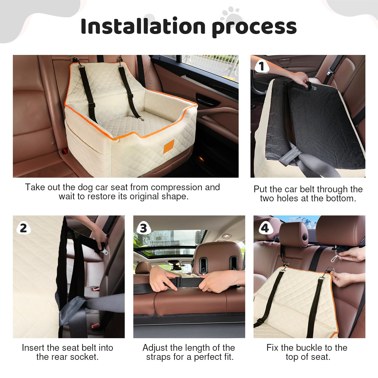 XIEEAOZEE dog seat beige removable cover for easy washing.