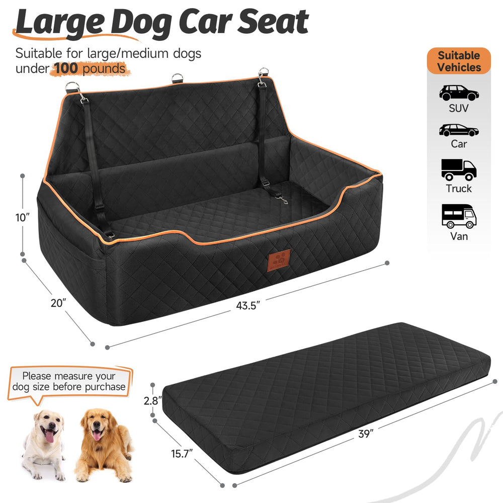 XIEEAOZEE Large Dog Car Seat side installation demonstrates secure belt anchoring