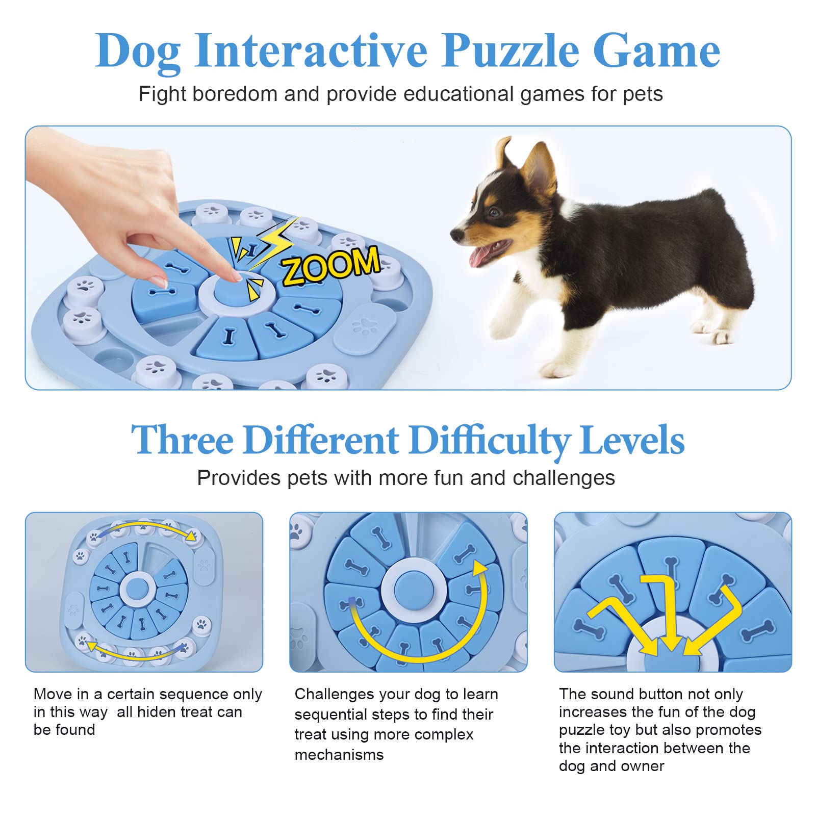 XIGOU dog puzzle toy built from durable non-toxic materials for long-lasting fun.