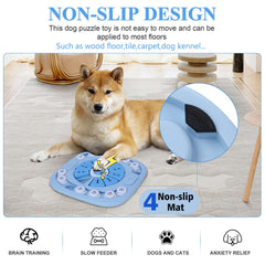 XIGOU dog puzzle toy close-up highlights the squeak button attracting attention.