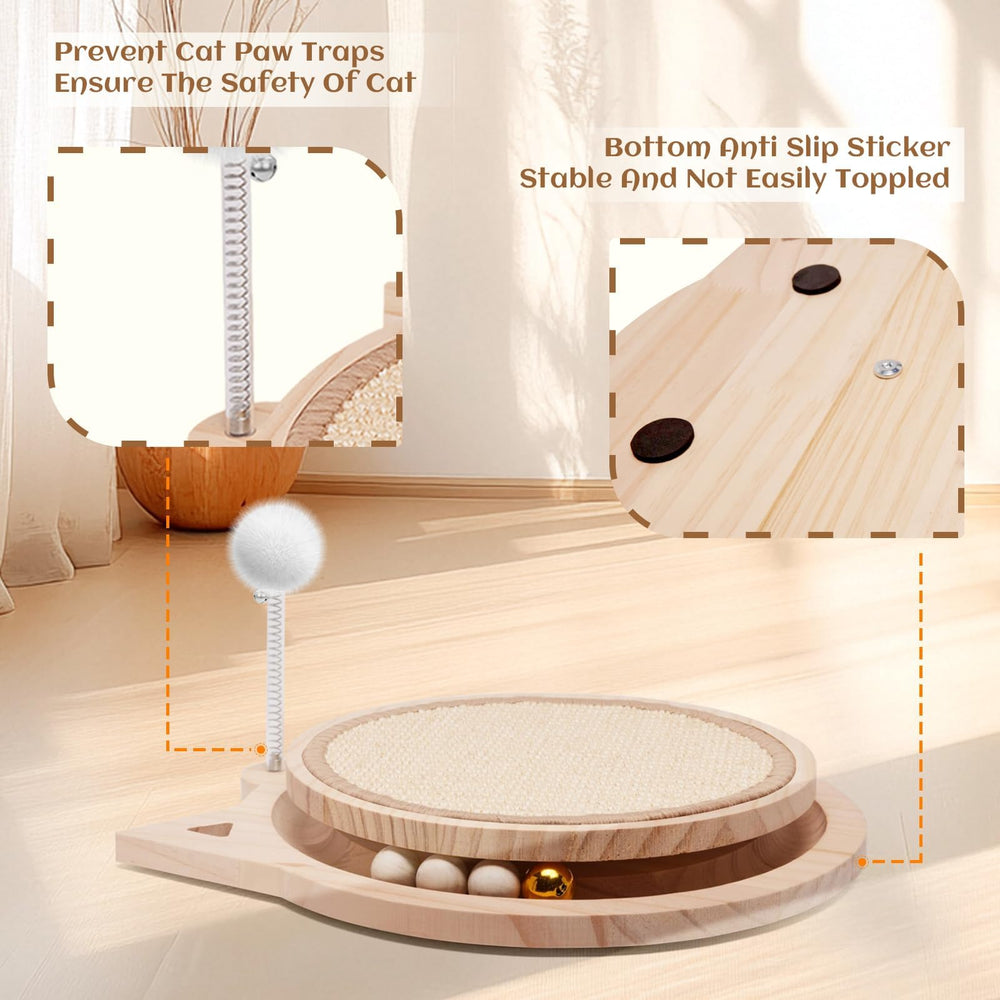 Xihan round scratcher with natural pine base and anti-slip stickers stays stable during play.