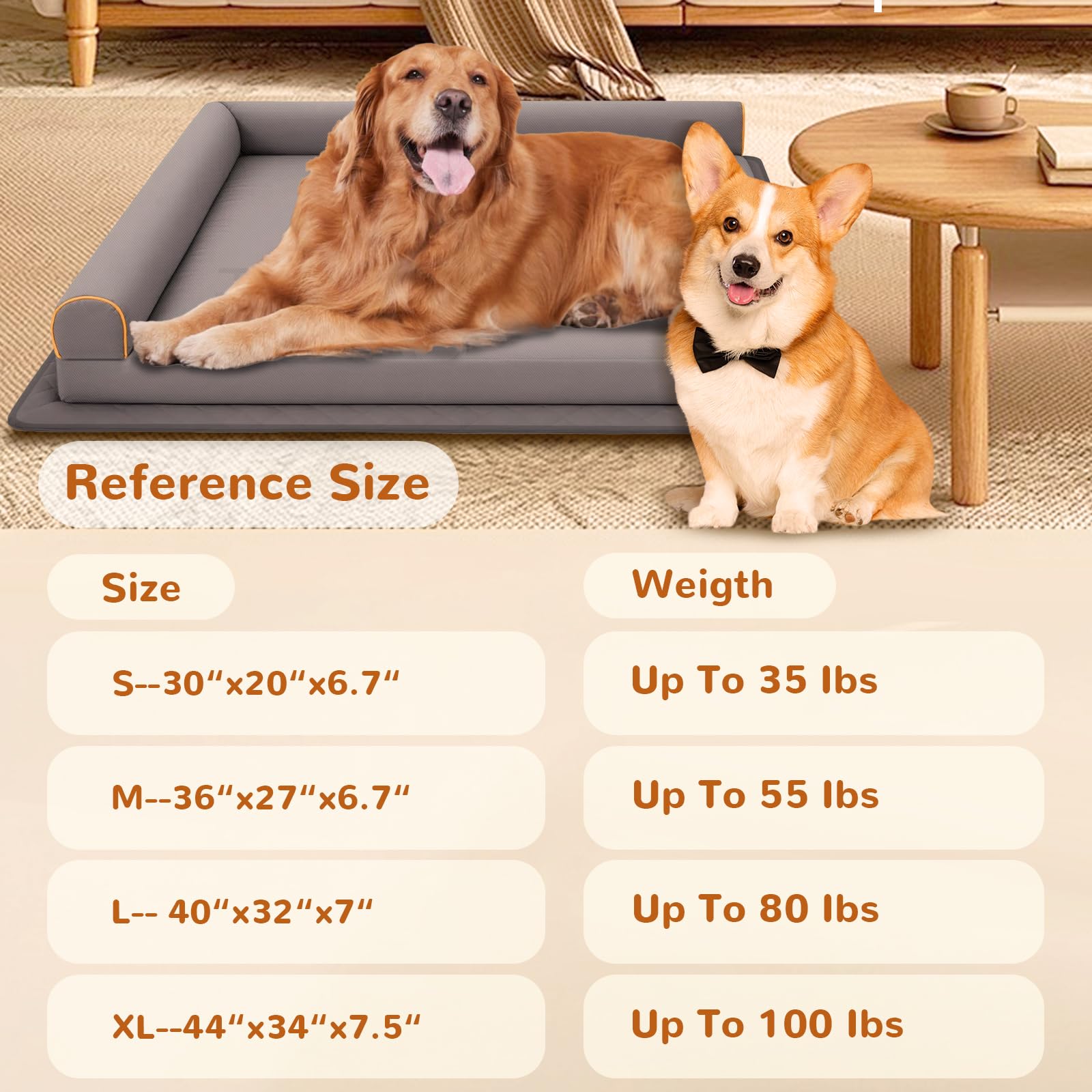 Xihan Chew-Proof Dog Bed Multi-Size Color options gray blue brown for space fit.