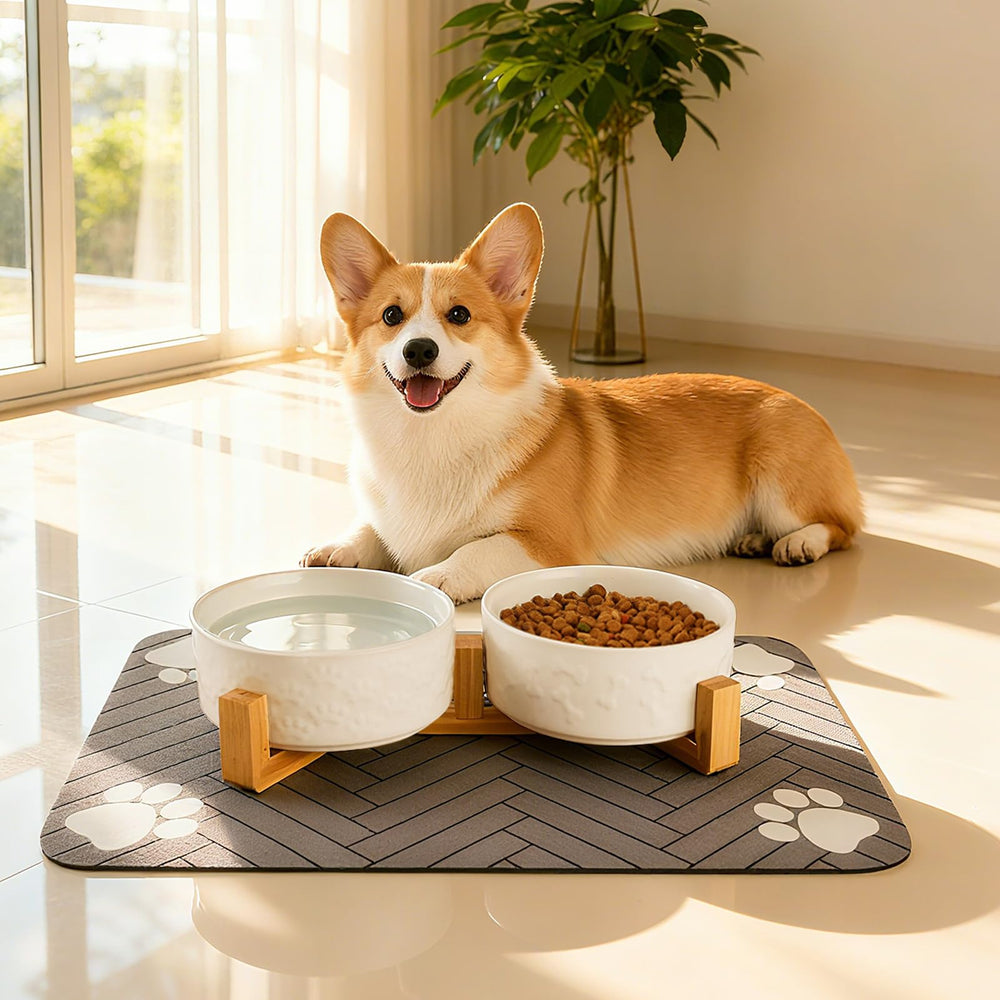 Xihan absorbent mat in use to protect floors after meals