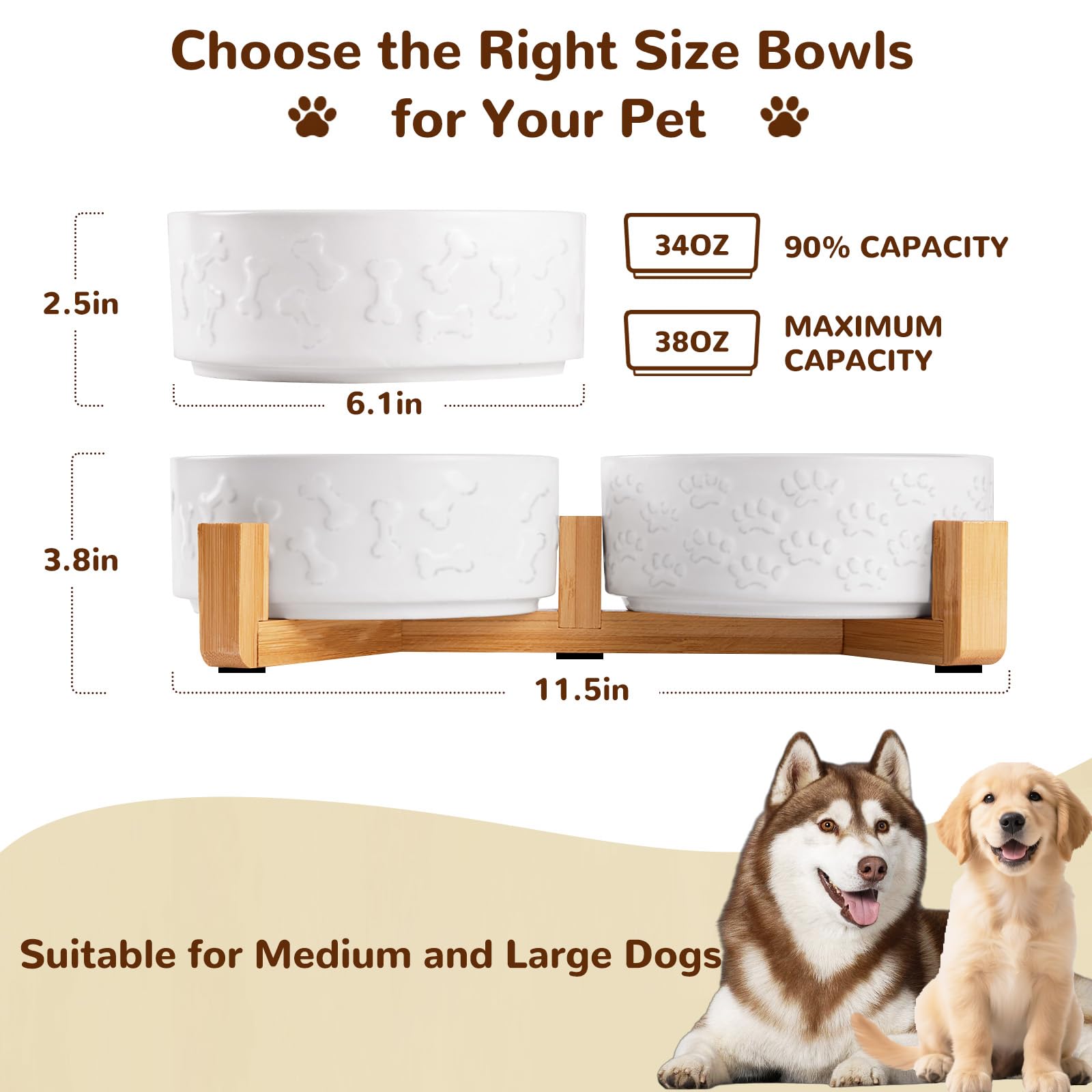 Xihan dual ceramic bowls on the stand for easy access during meals.