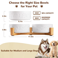 Xihan dual ceramic bowls on the stand for easy access during meals.