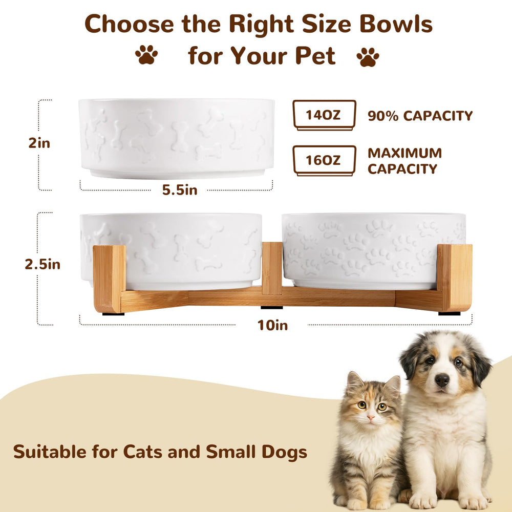 Xihan dog bowls wood stand with mat showing tidy dining station