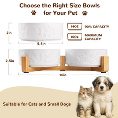 Xihan dog bowls wood stand with mat showing tidy dining station