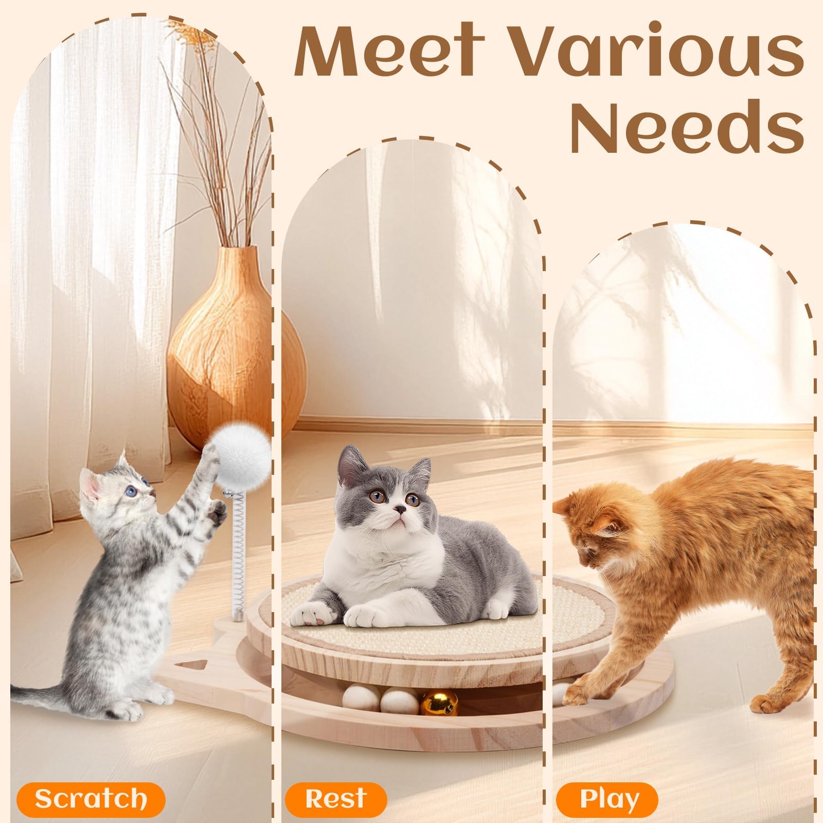Xihan round cat toy with moving track engages indoor cats in chasing and mental exercise.