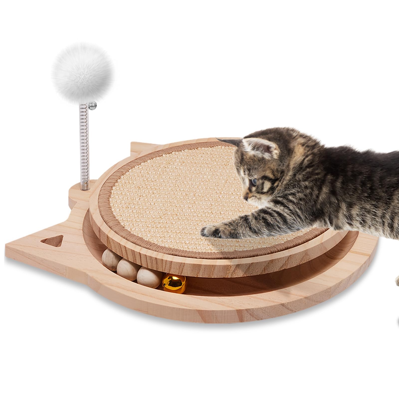 Xihan natural sisal cat scratcher round base showing durable surface and furniture protection.
