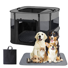Xihan pet playpen in grey setup for indoor playtime and safe space.