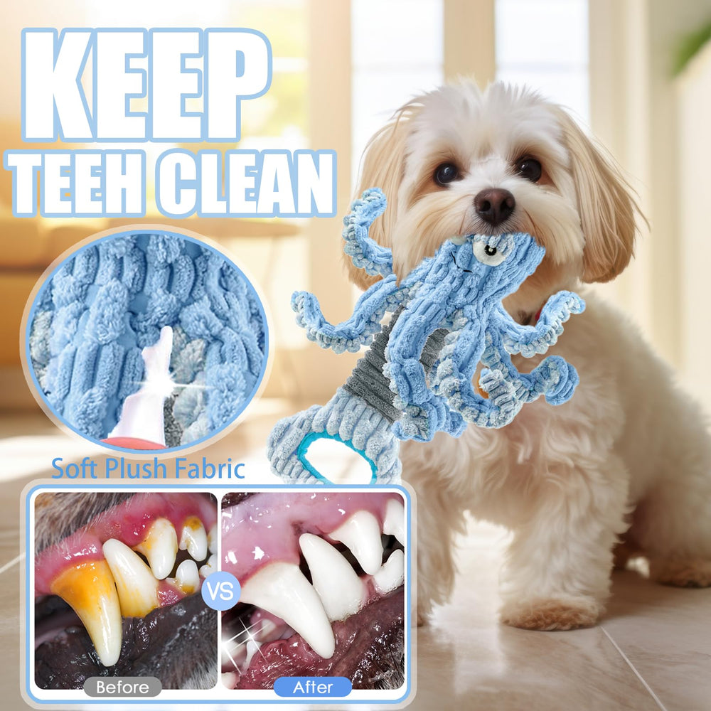 XIHULGJIN octopus toy features crinkle and squeaker to spark curiosity.